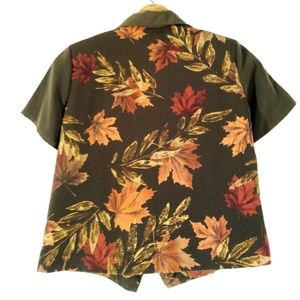 Vintage 1980s FALL Floral Button Down Crop Top